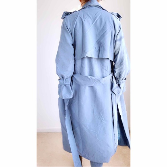 Last 1 Metal Blue Trench Coat - Picture 5 of 7